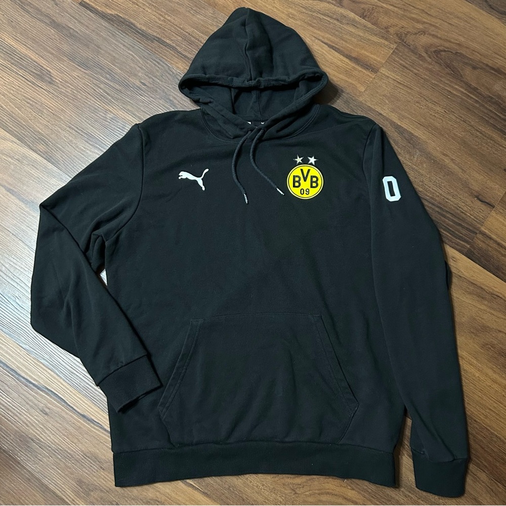 Puma Borussia Dortmund BVB Black Pullover Hoodie Large Germany Soccer Football 0
